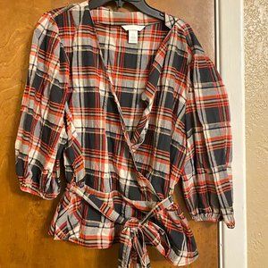 Plaid Faux Wrap Top from H&M - 14 - Half Sleeve